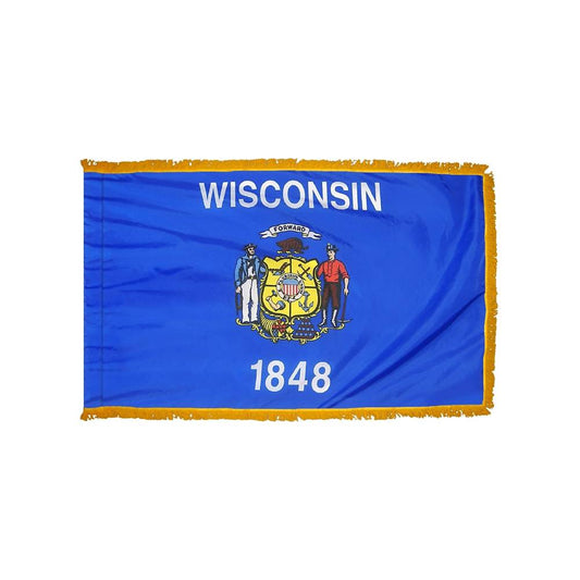 Wisconsin Flag with Polesleeve & Fringe