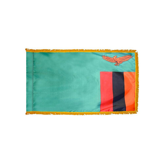 Zambia Flag with Polesleeve & Fringe