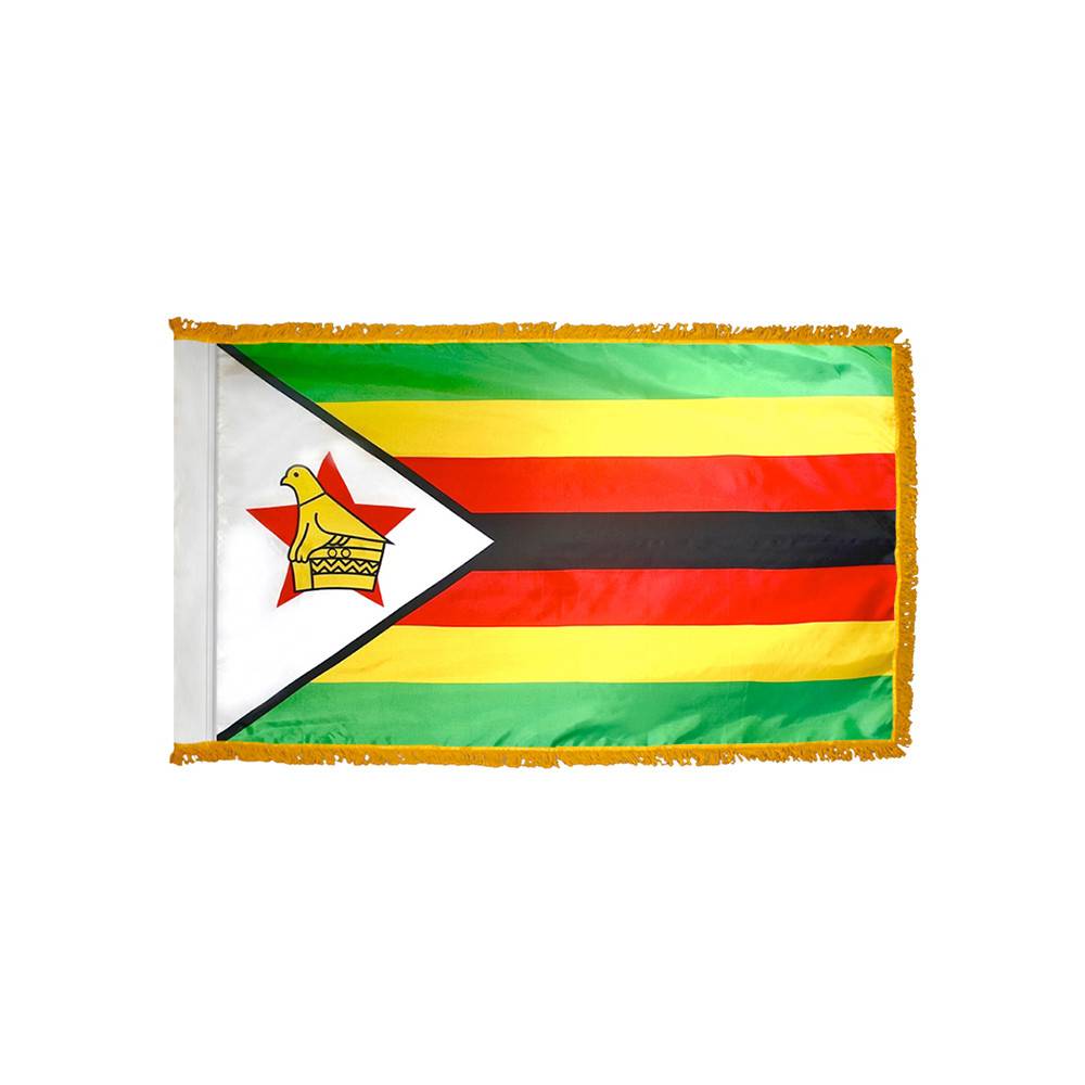 Zimbabwe Flag with Polesleeve & Fringe
